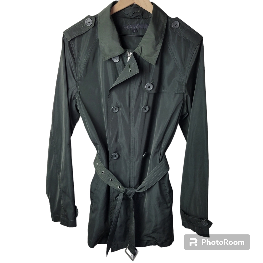 Kenneth Cole | Dark Green Short Trench Coat Jacket Womens Small